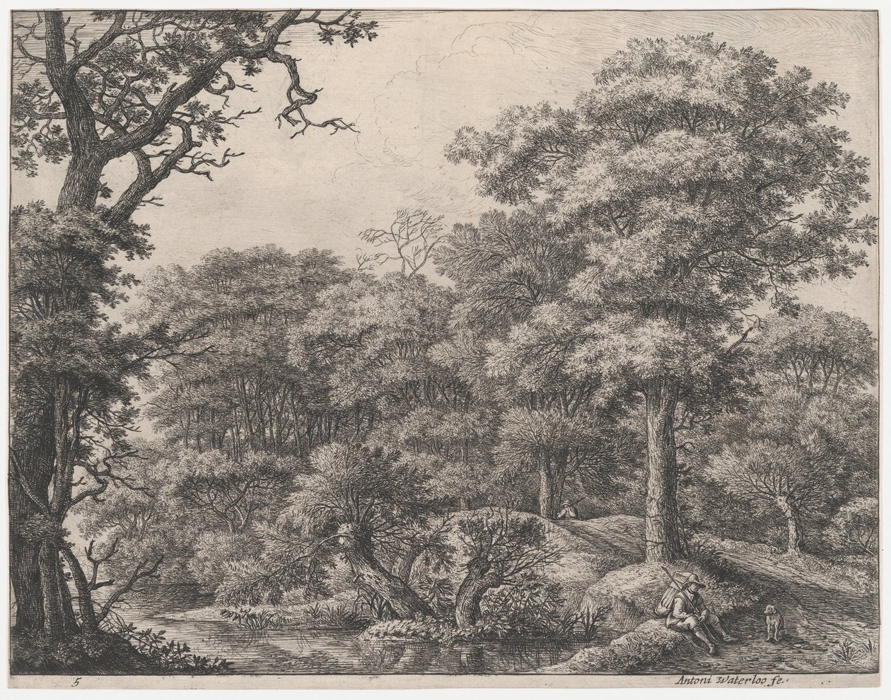 Resenärer vilar i skogen, 1600-talet. av Anthonie Waterloo