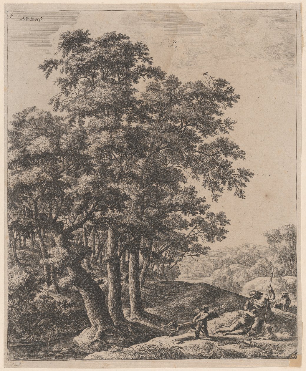 Venus och Adonis, 1600-talet. av Anthonie Waterloo