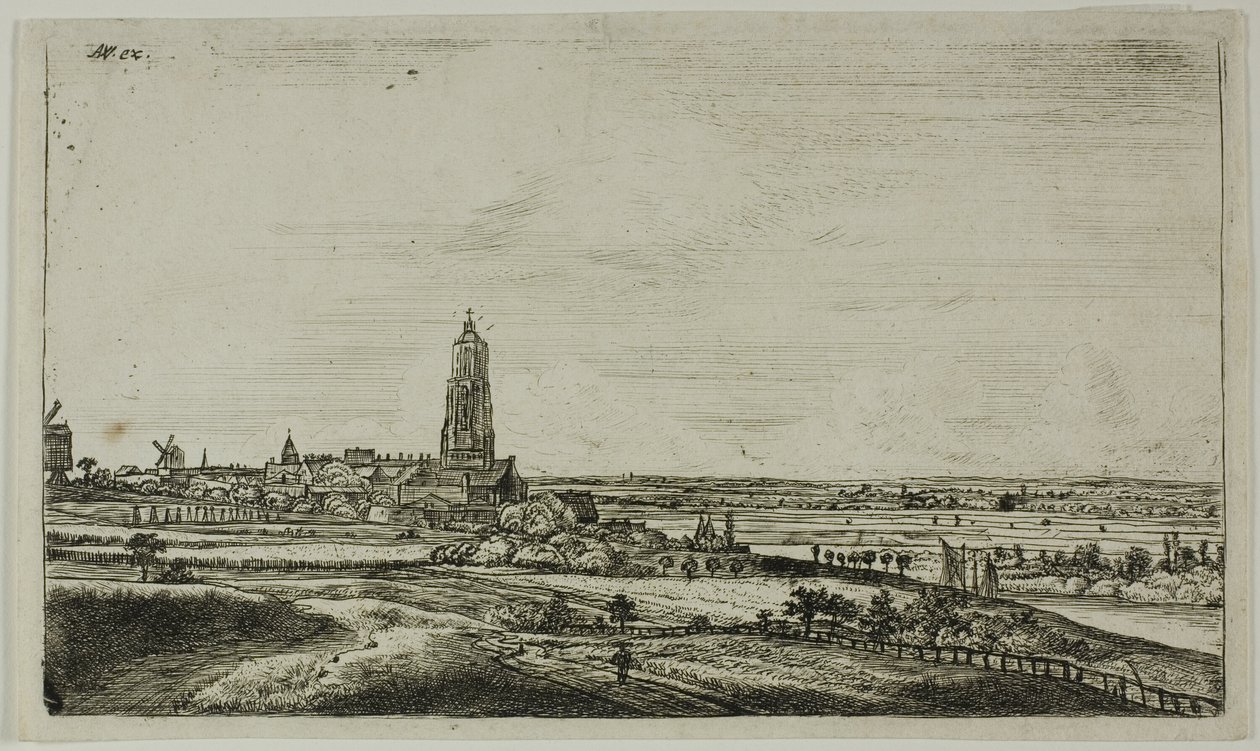 Vy över en holländsk stad (Rhenan) av Anthonie Waterloo