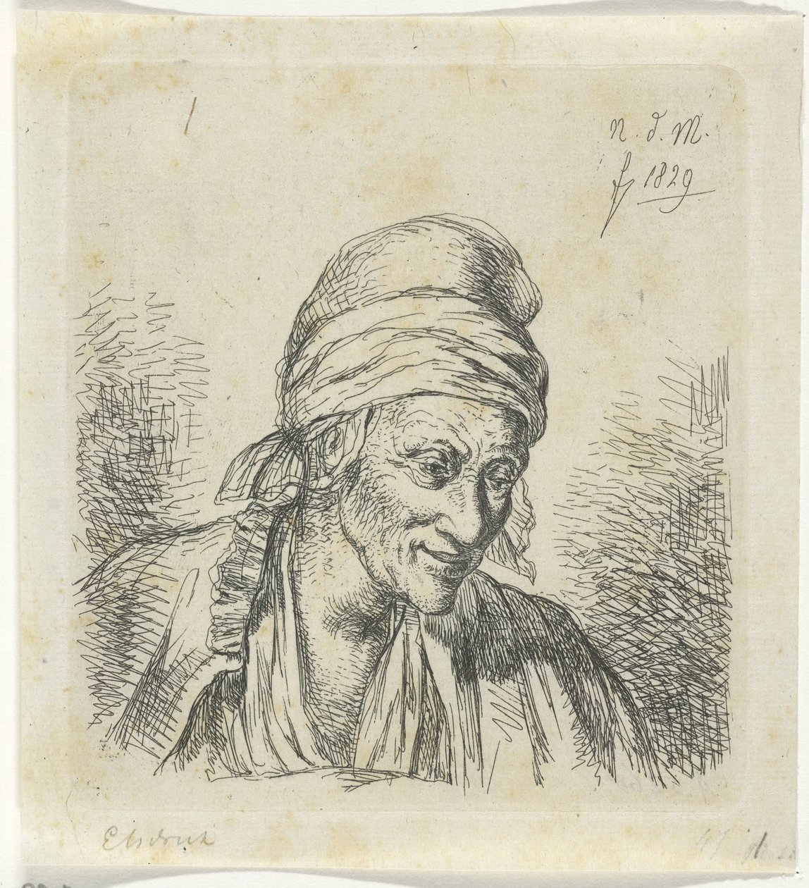 Gammal kvinna till höger av Anthonie Willem Hendrik Nolthenius de Man