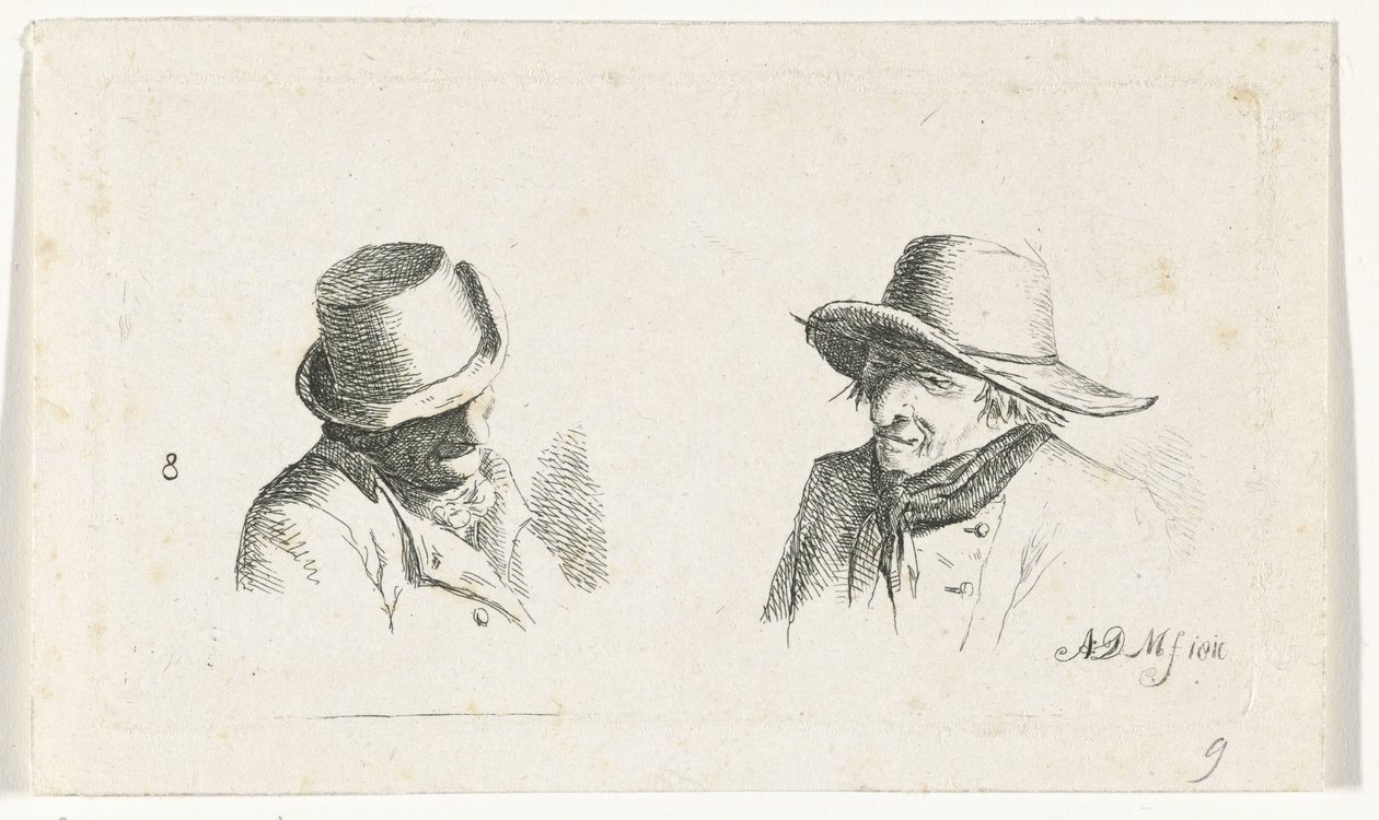 Två män med hattar av Anthonie Willem Hendrik Nolthenius de Man
