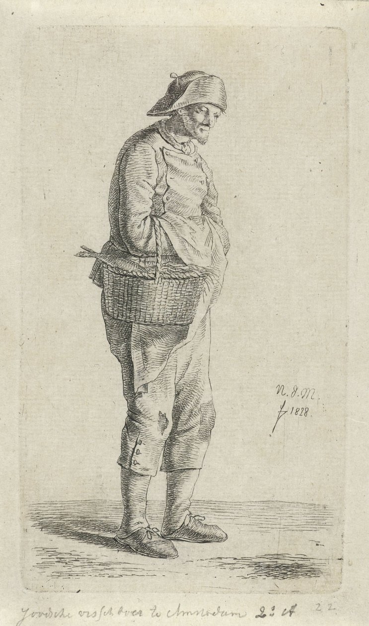 fiskhandlare Judisk fiskhandlare i Amsterdam (titel på objekt) 12 studiefigurer (serietitel) av Anthonie Willem Hendrik Nolthenius de Man