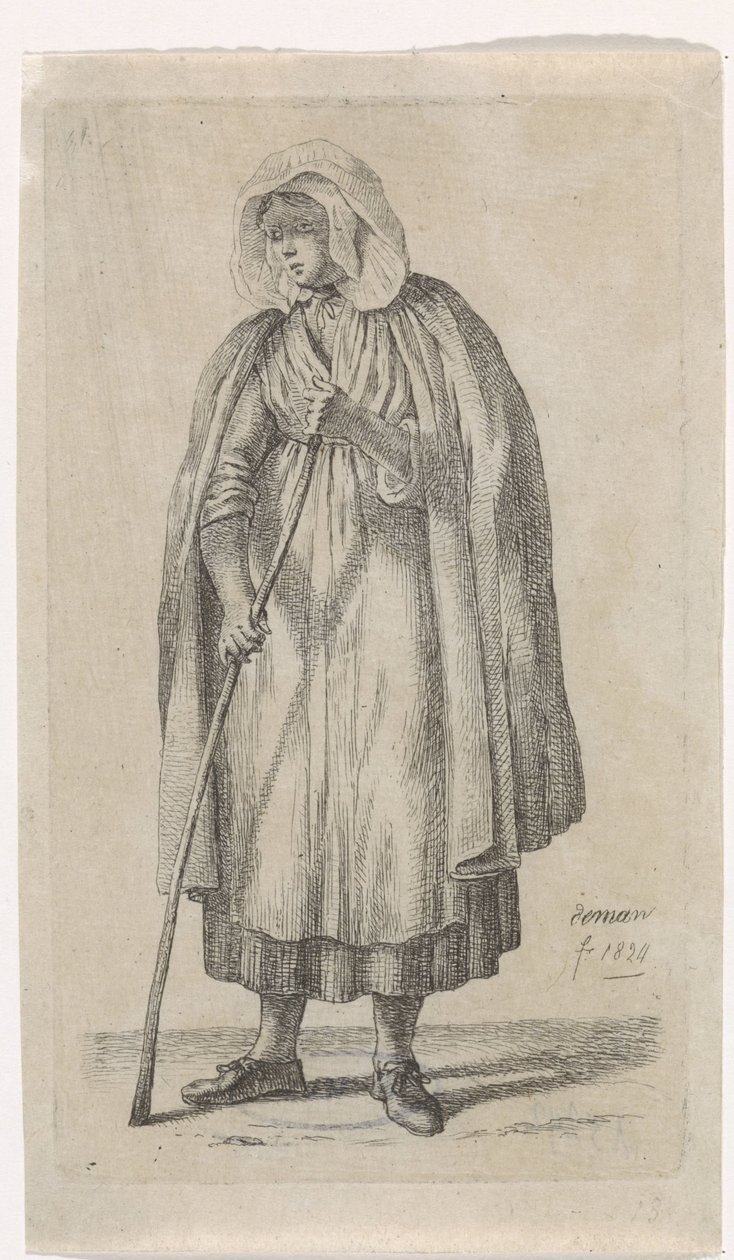 Kvinna med en kappa och en pinne av Anthonie Willem Hendrik Nolthenius de Man