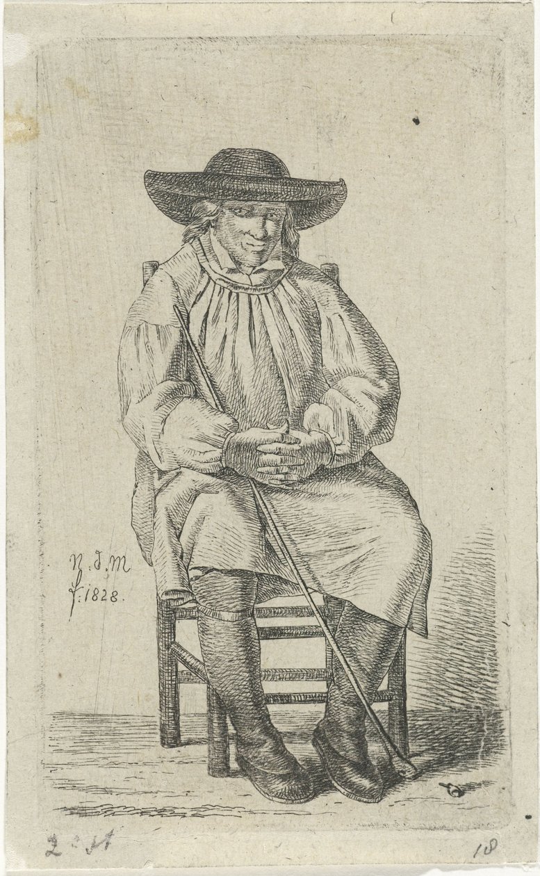 Sittande man med käpp 12 studiefigurer (serietitel) av Anthonie Willem Hendrik Nolthenius de Man