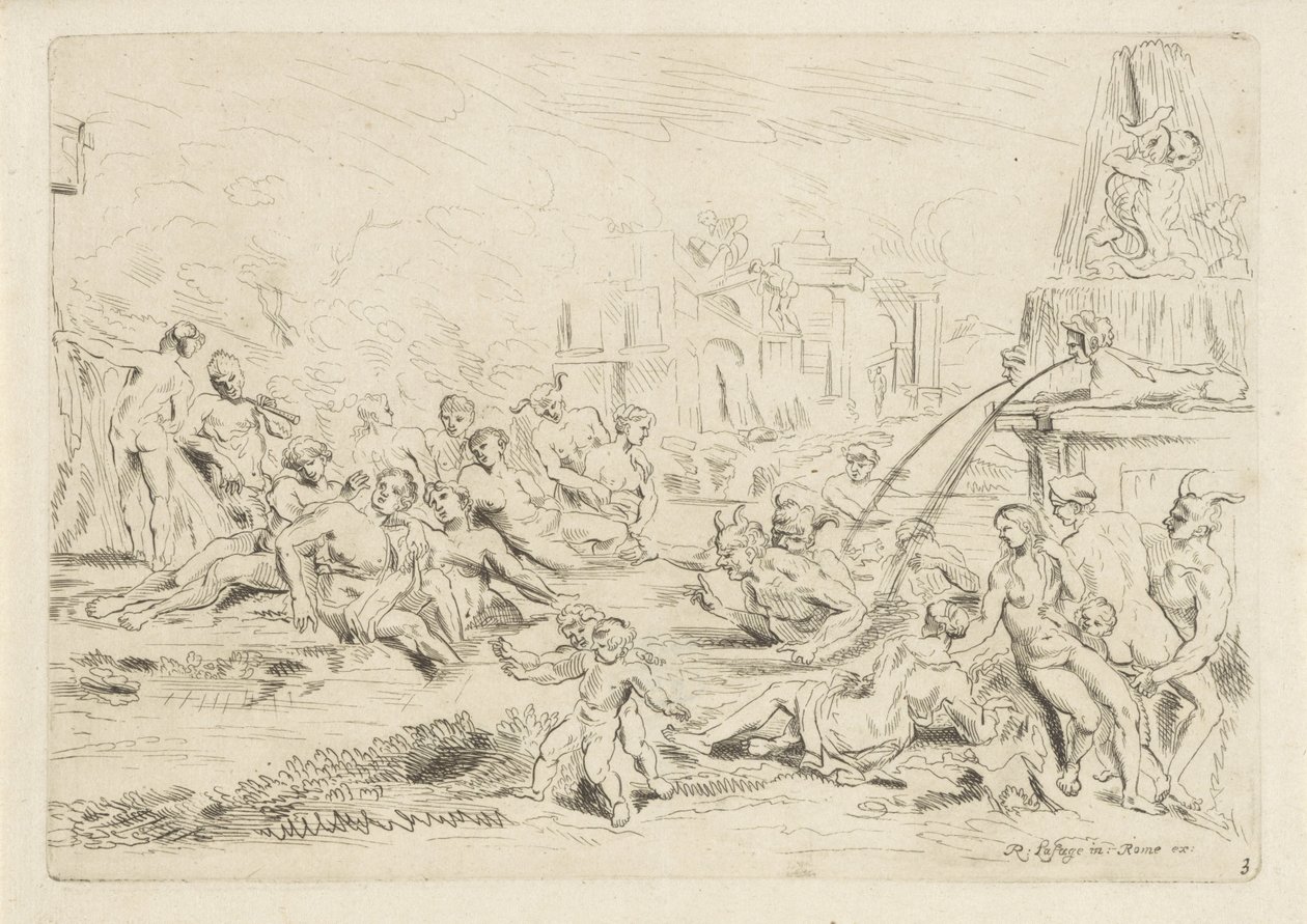 Att bada satyrer en nymf The Bacchanal (serietitel) av Anthonie de Winter