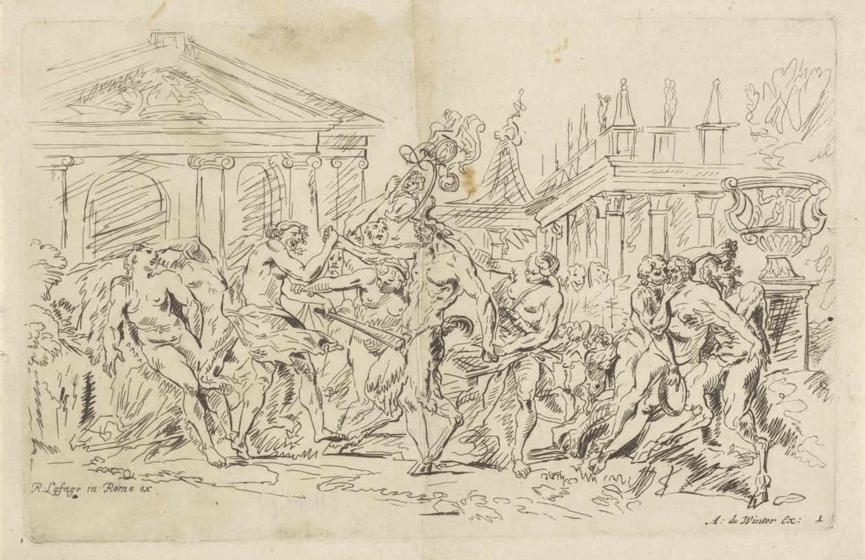 Satyr med dansande nymfer Bacchanals (serietitel) av Anthonie de Winter