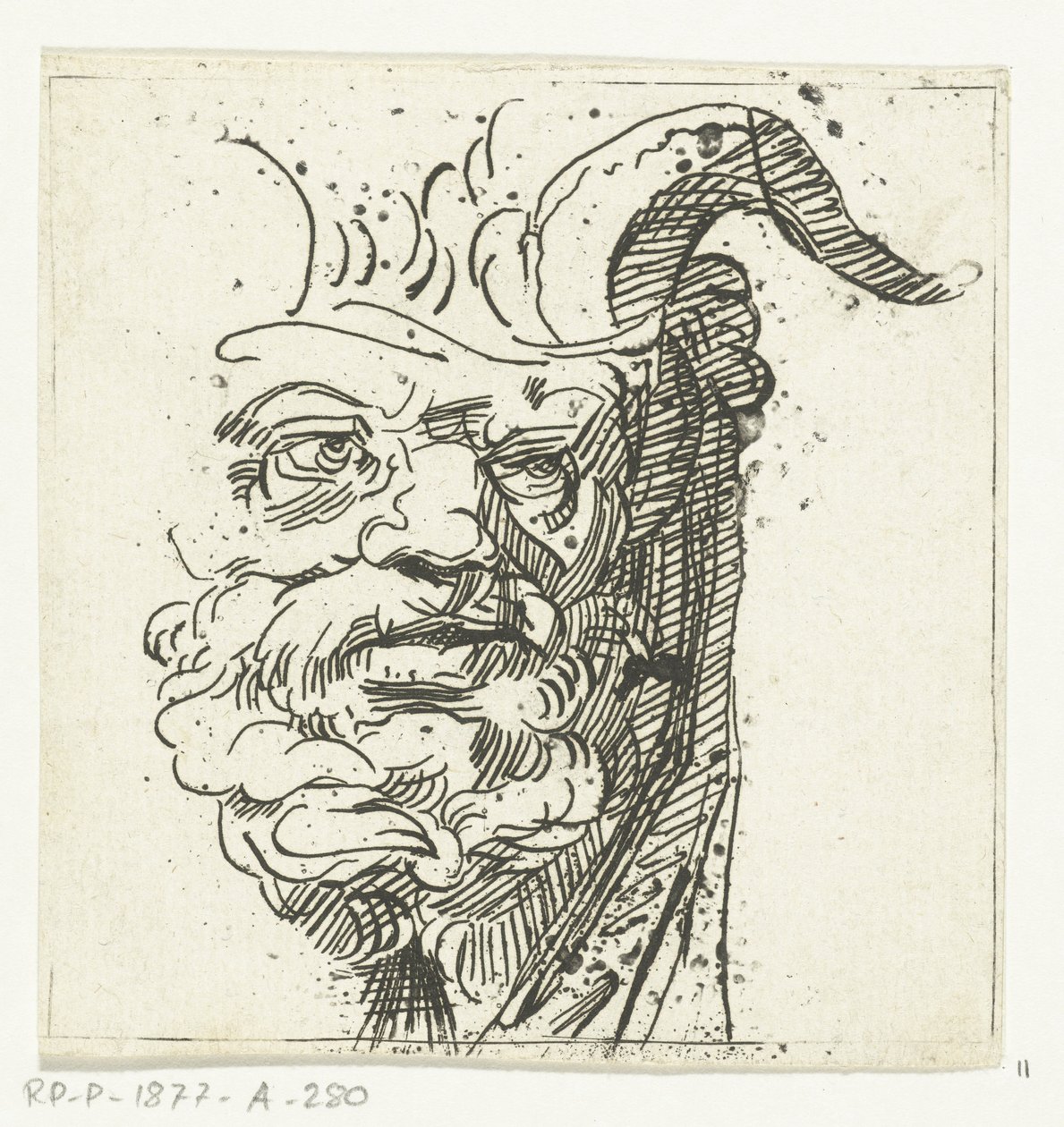 Huvudet av en satyr av Anthonie van den Bos
