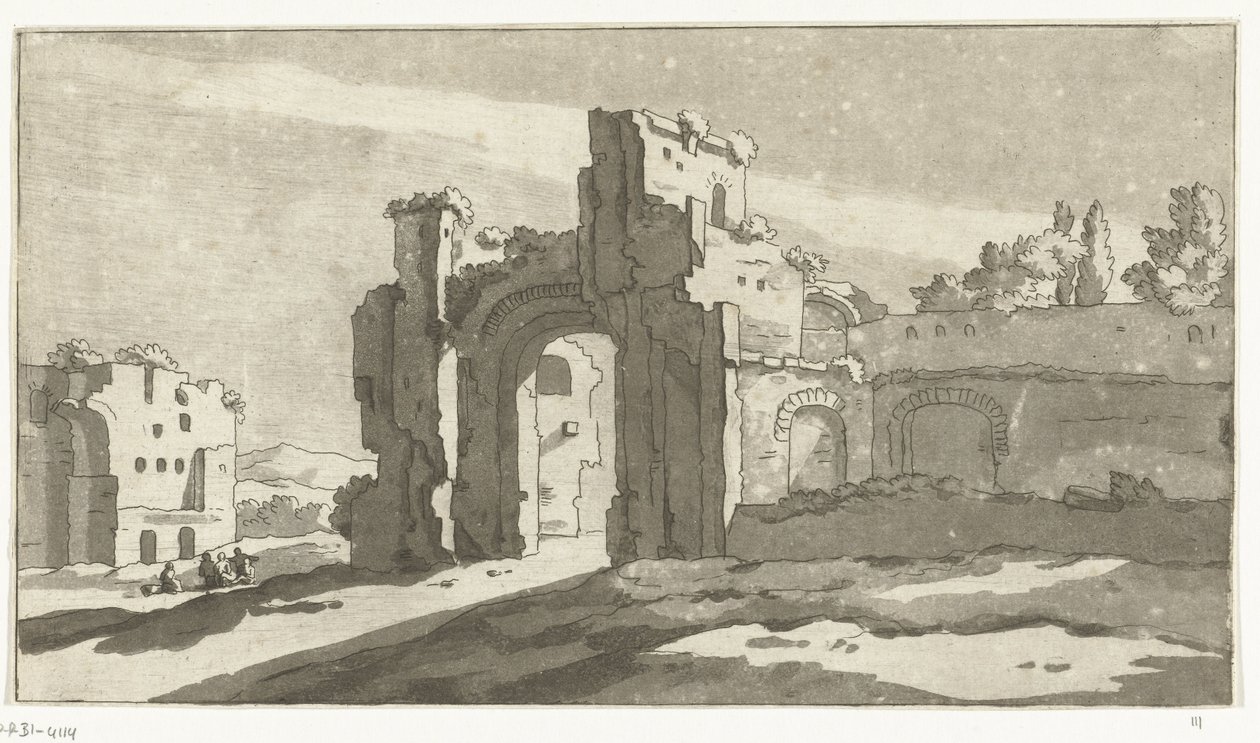 Ruinerna av den stora salen av baden i Caracalla, Rom av Anthonie van den Bos