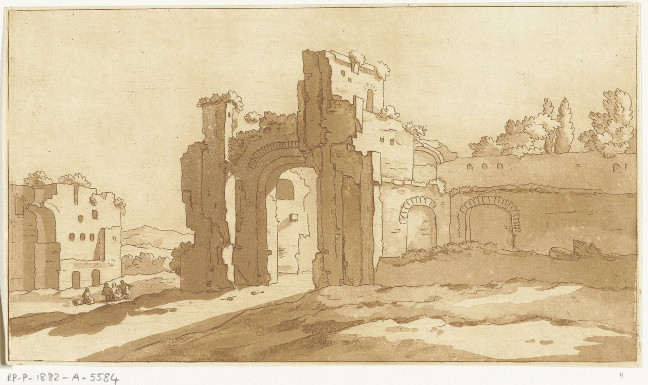 Ruinerna av huvudhallen i Caracalla-baden, Rom av Anthonie van den Bos