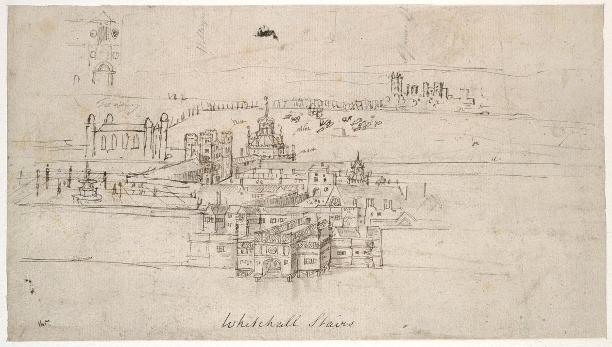 Tower of London (penna och brunt bläck över svaga tecken med svart krita) av Anthonis van den Wyngaerde