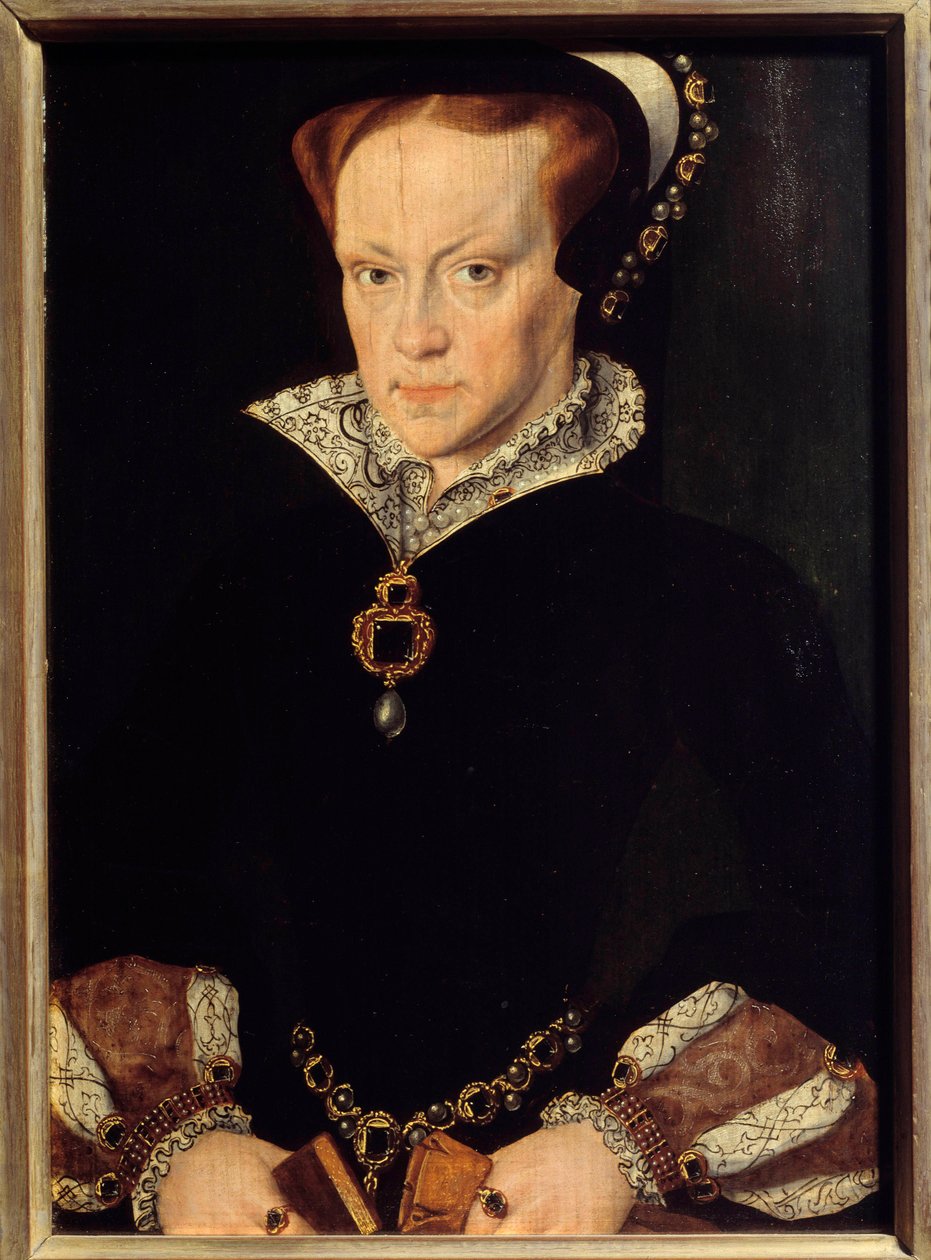 Porträtt av Mary Tudor (1516-1558) Drottning av England Målning av Antonio Moro (1517-1575) 1500-talet sön. 0,32x0,23 m av after Anthonis Mor van Dashorst