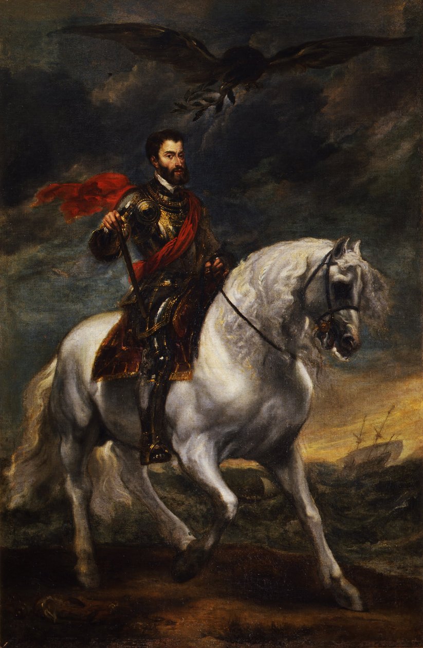Ridsporträtt av kejsar Karl V, ca. 1620 av Anthony van Dyck