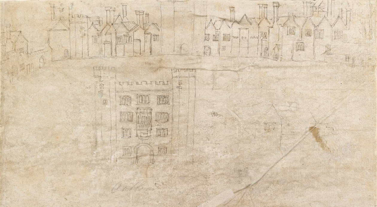 Byggnader längs södra fronten av Oatlands Palace, c1550-talet av Anthonis van den Wyngaerde