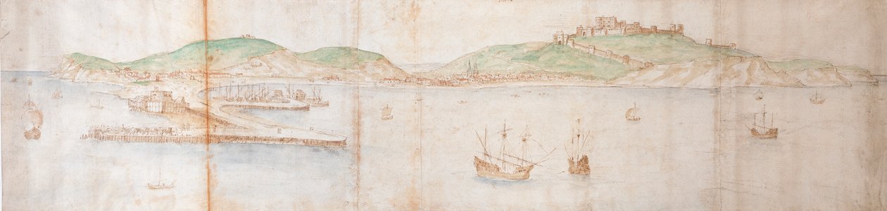 Dover från havet, mitten av 1500-talet av Anthonis van den Wyngaerde