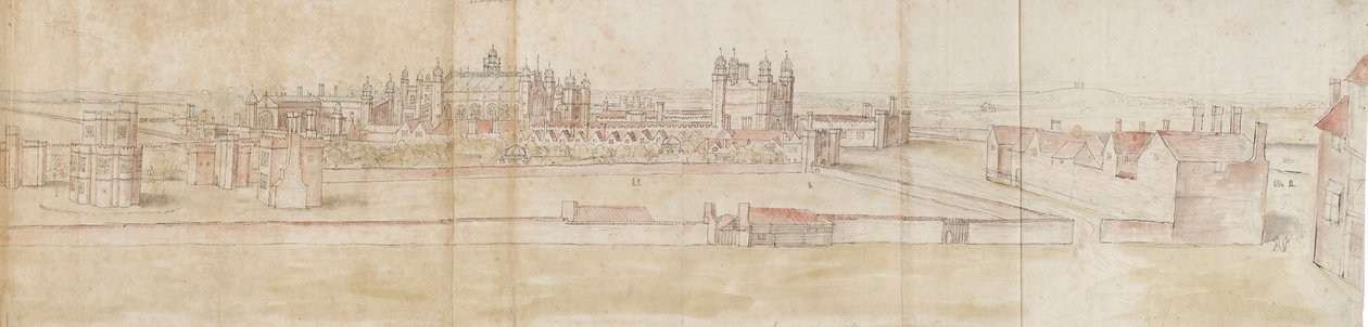 Hampton Court Palace från norr, c1550-1560 av Anthonis van den Wyngaerde