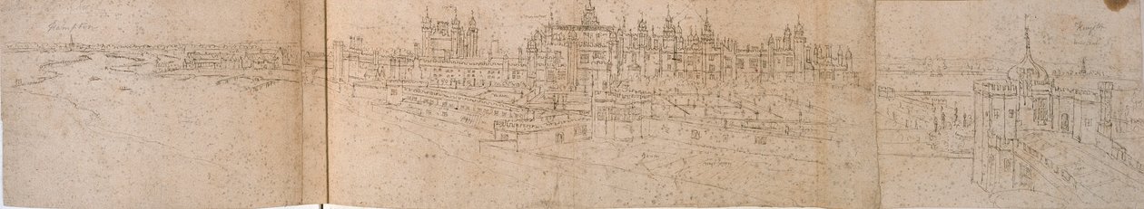 Hampton Court Palace från floden, c1550-1560 av Anthonis van den Wyngaerde