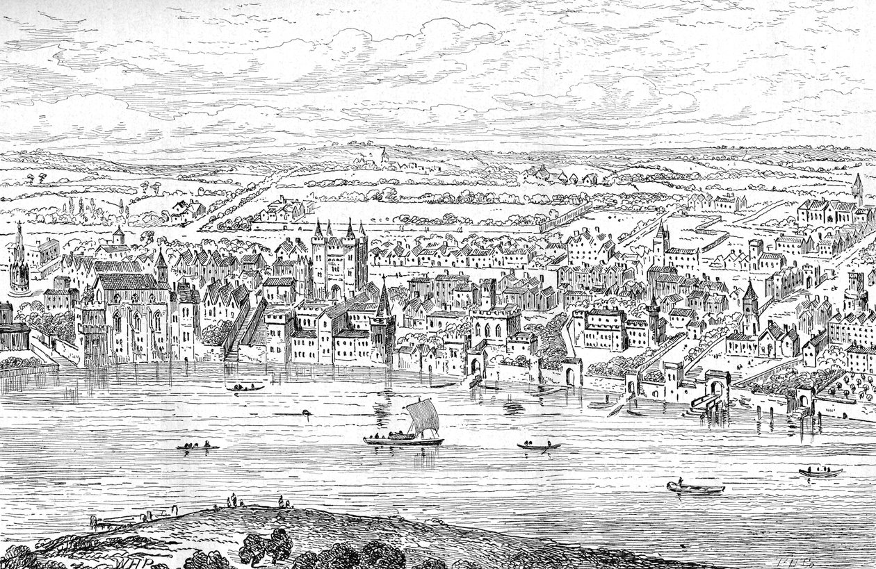 London från Temple Bar till Charing Cross, 1543 1897 av Anthonis van den Wyngaerde