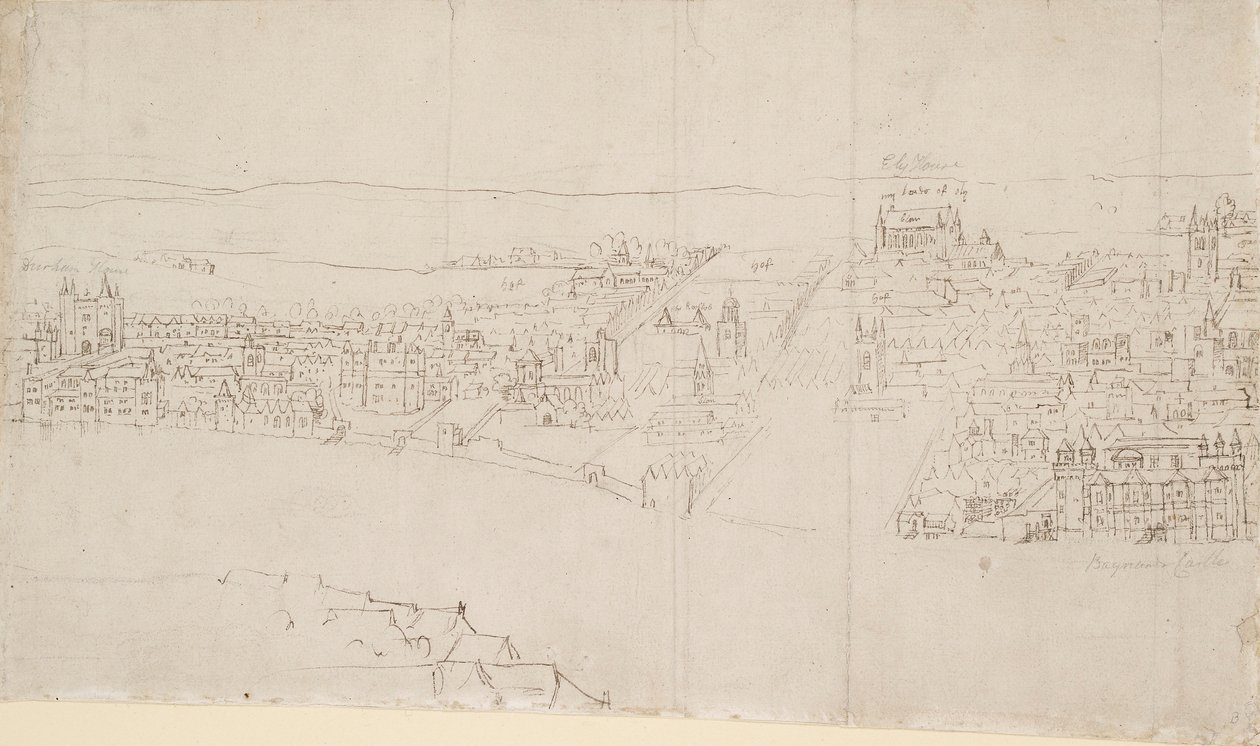 Panorama över London sett från Southwark: Durham House till Barnard