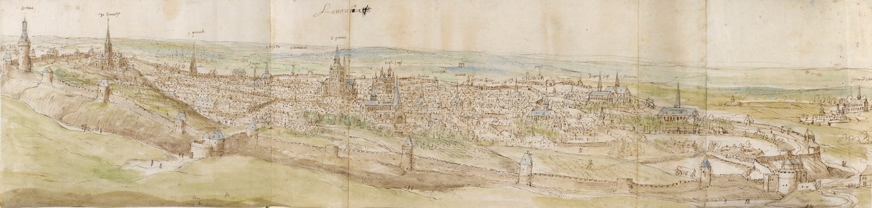 Panoramautsikt över Leuven från nordväst, c1550-1570 av Anthonis van den Wyngaerde
