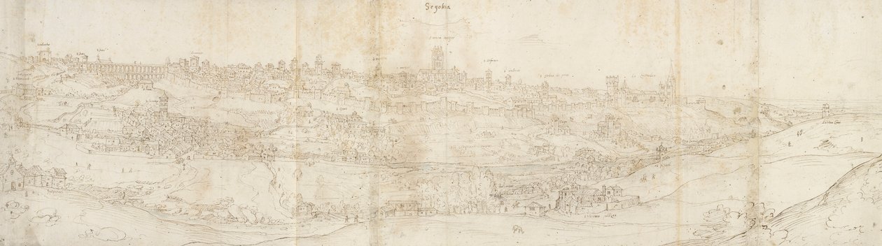 Panoramautsikt över Segovia från öst, c1560-1570 av Anthonis van den Wyngaerde