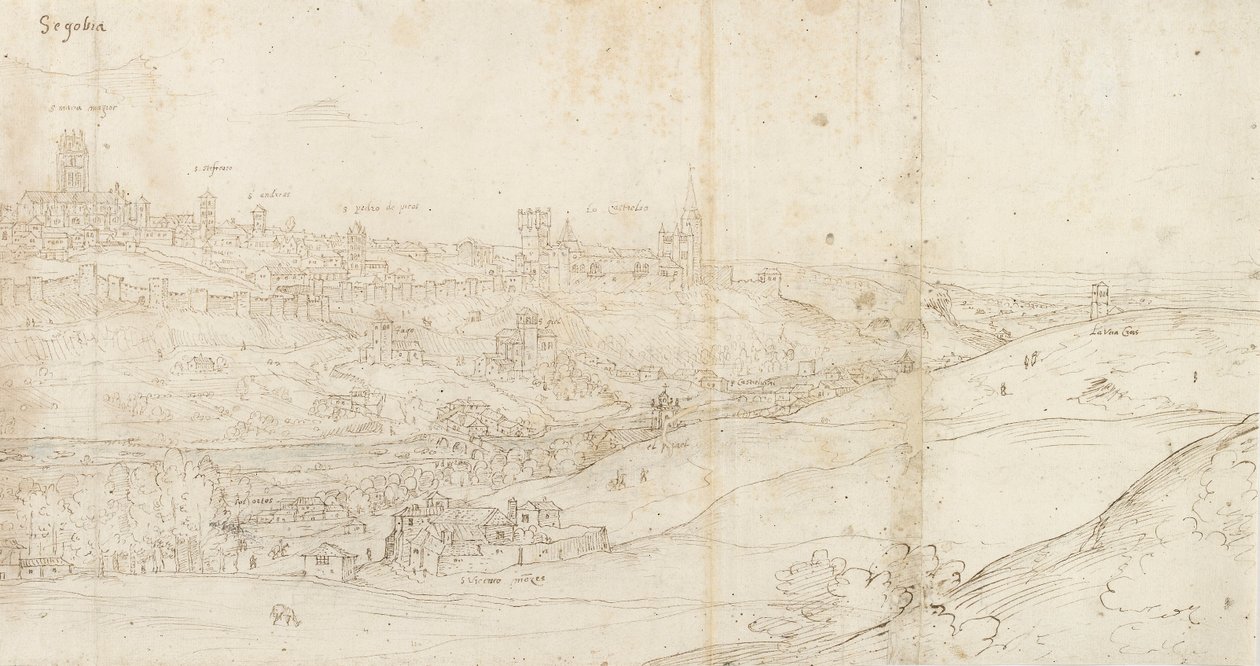 Panoramautsikt över Segovia från öster, c1560-1570 av Anthonis van den Wyngaerde