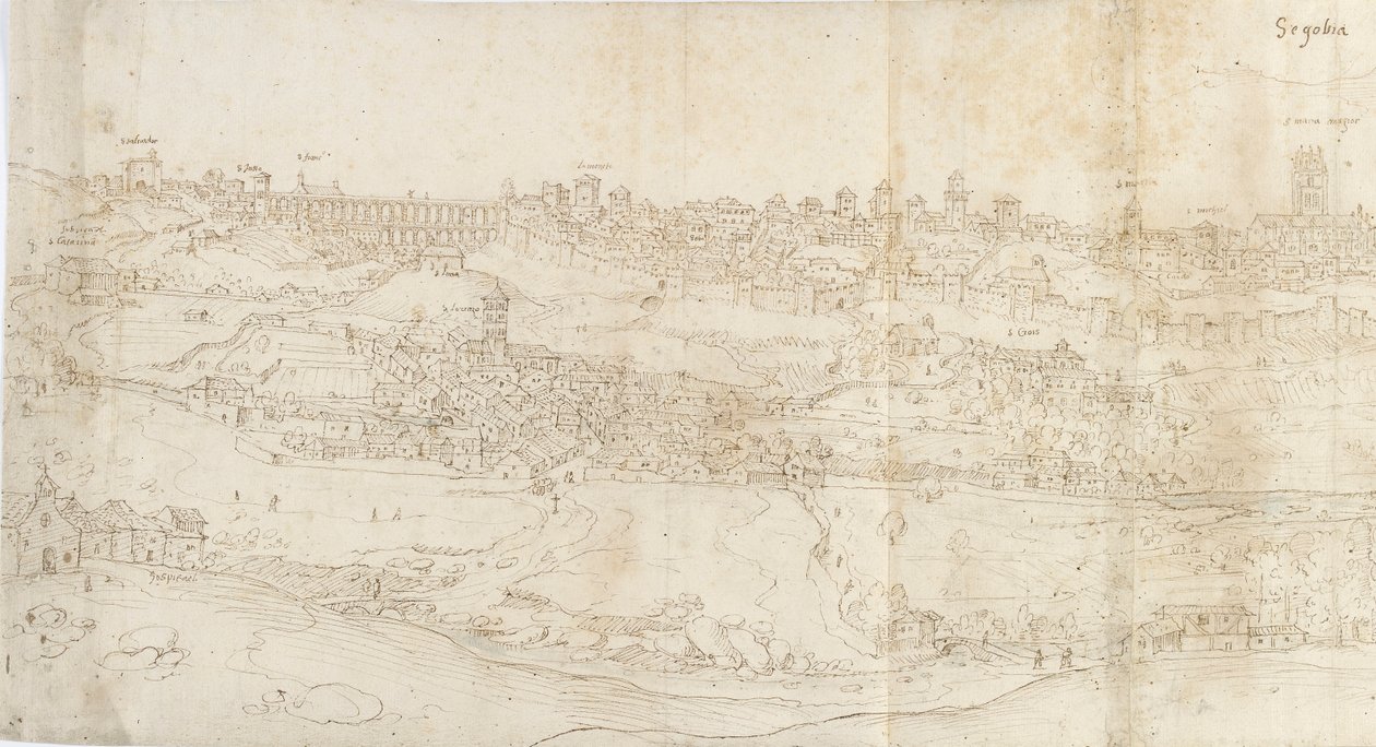 Panoramautsikt över Segovia från öst, c1560-1570 av Anthonis van den Wyngaerde