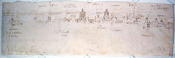 Studie av Valencia (penna och bläck på papper) av Anthonis van den Wyngaerde
