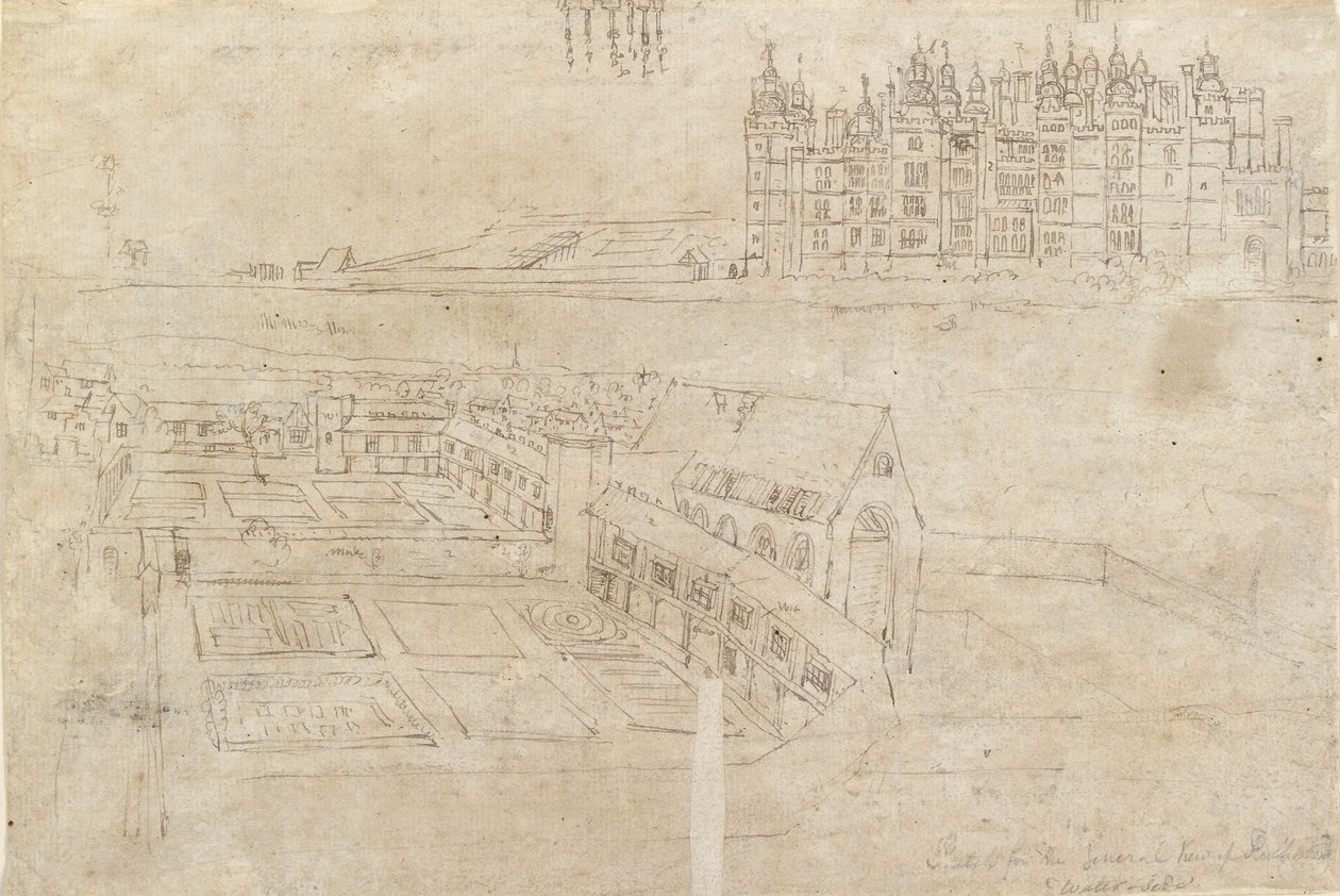 River Front of Richmond Palace och Privy Gardens, c1550-talet av Anthonis van den Wyngaerde