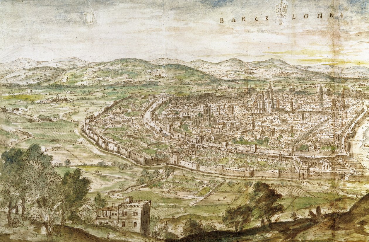 Utsikt över Barcelona, 1563 av Anthonis van den Wyngaerde