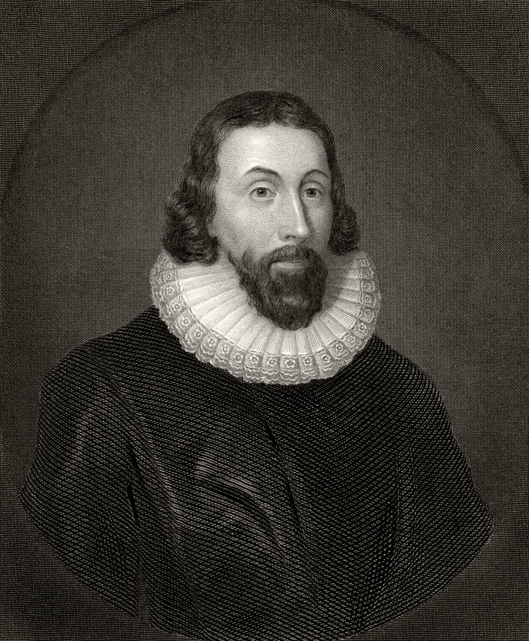 John Winthrop, graverad av Charles William Sharpe (1818-99) av Anthony van Dyck