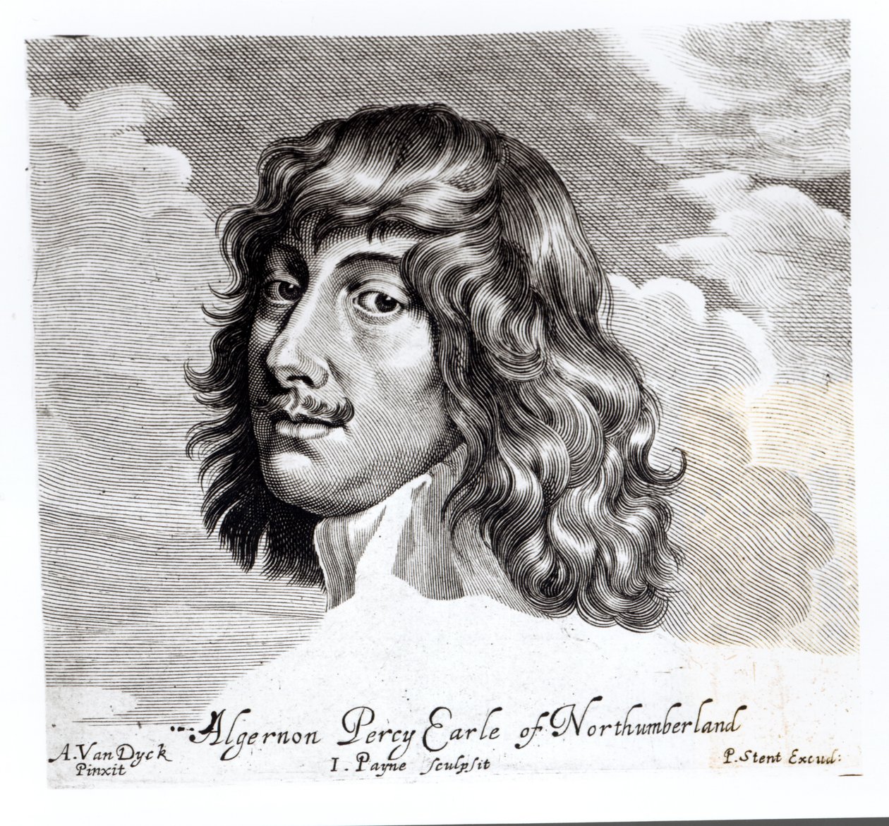 Porträtt av Algernon Percy, tionde earl av Northumberland (1602-1668), graverad av John Payne (fl. 1608-48) av Anthony van Dyck