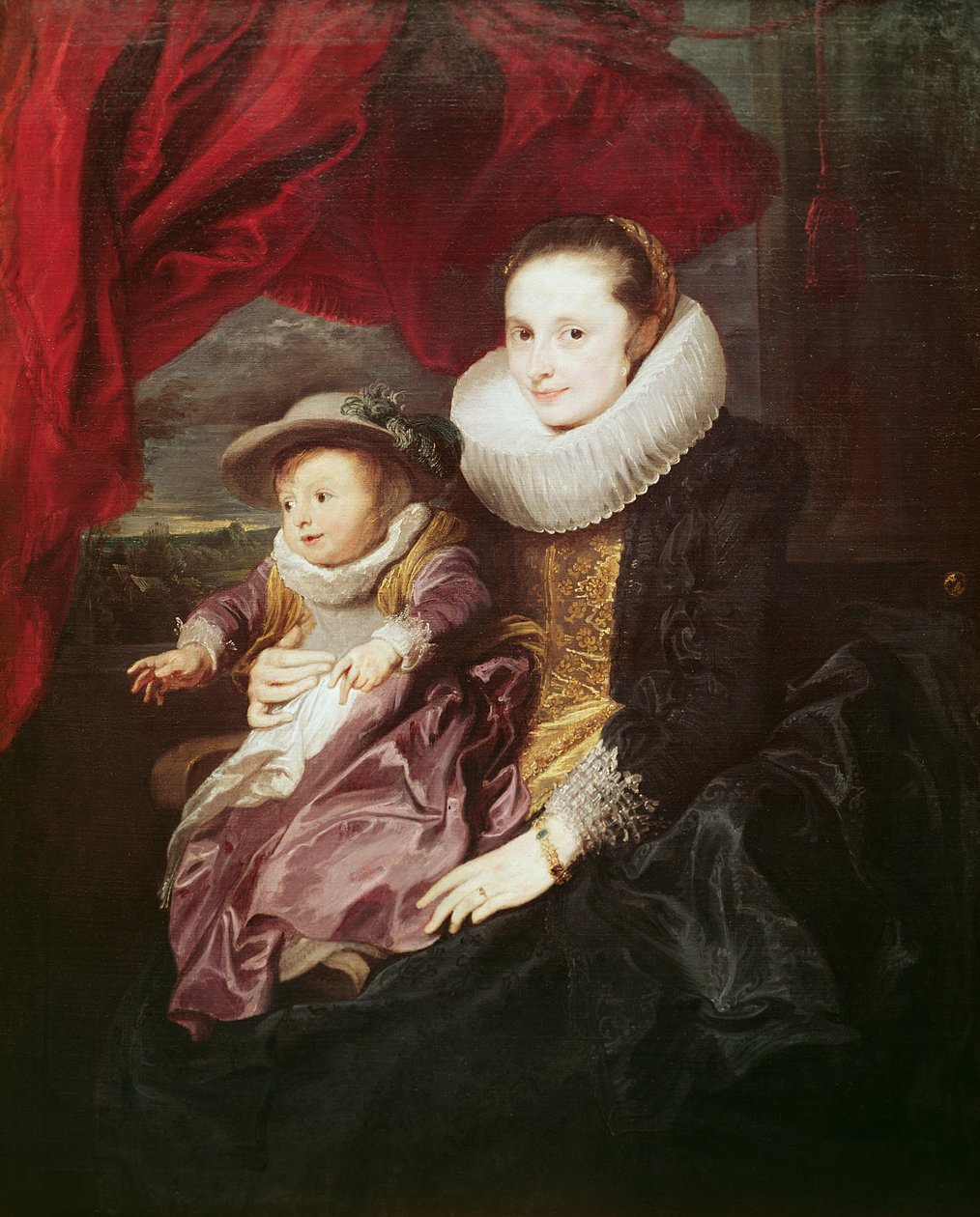 Porträtt av en kvinna och ett barn av Anthony van Dyck