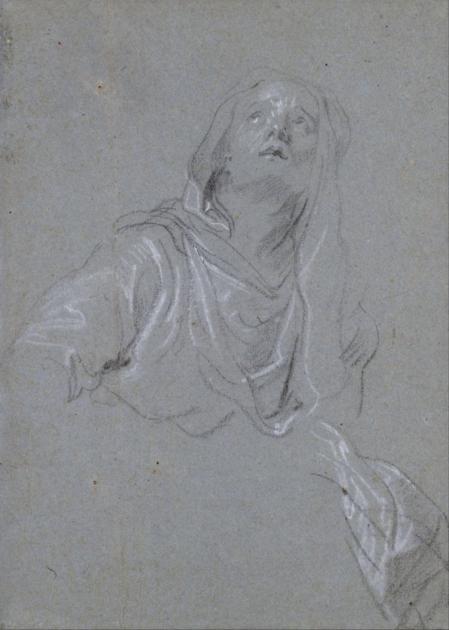 Studie av en Madonna som tittar uppåt av Anthony van Dyck