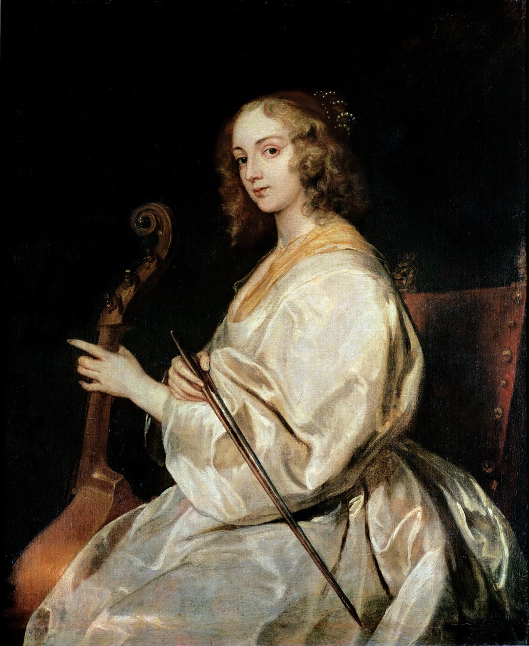 Ung kvinna som spelar en Viola da Gamba av Anthony van Dyck