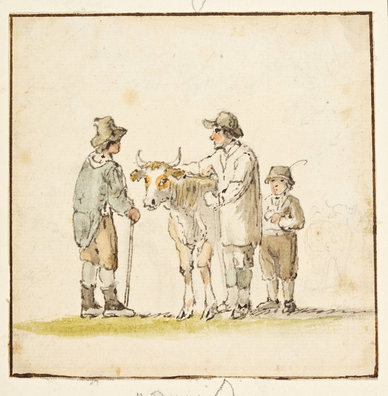 Studie av rustika figurer (bläck på papper) av Anthony Devis