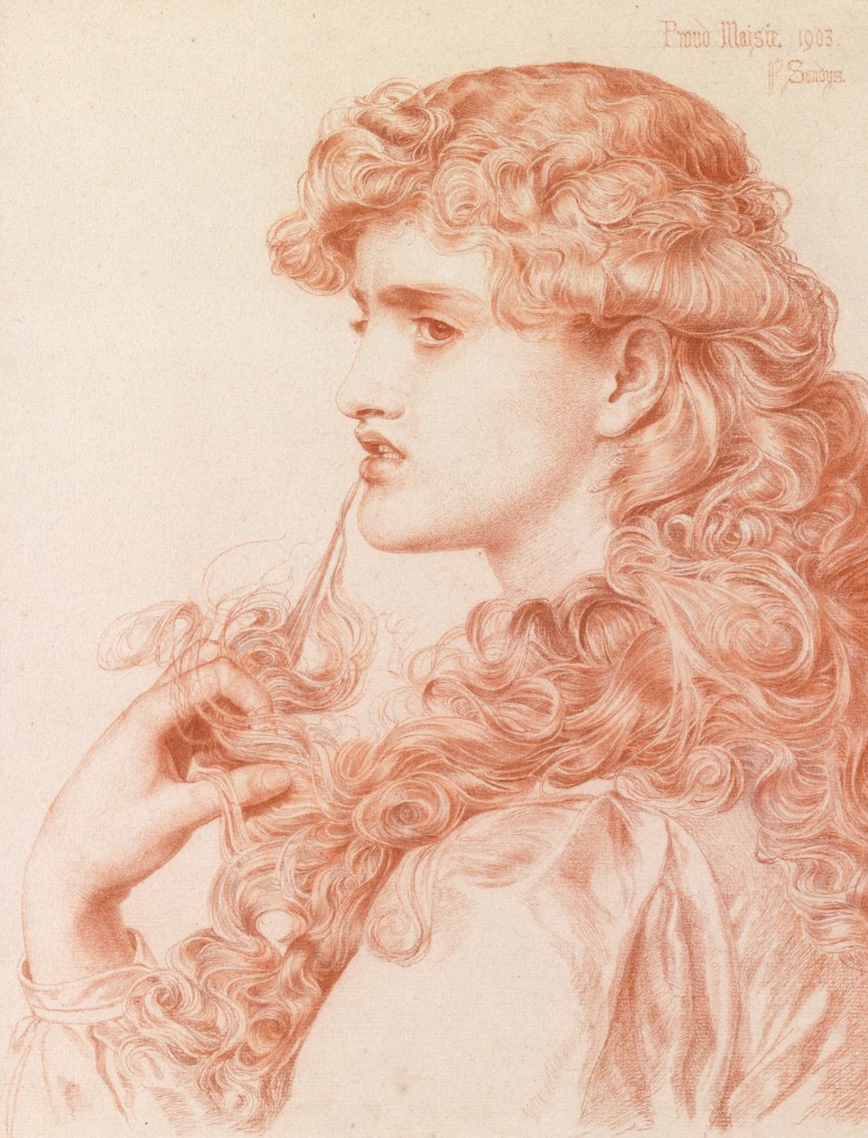Proud Maisie, 1903 (penna och röd krita på papper) av Anthony Frederick Augustus Sandys