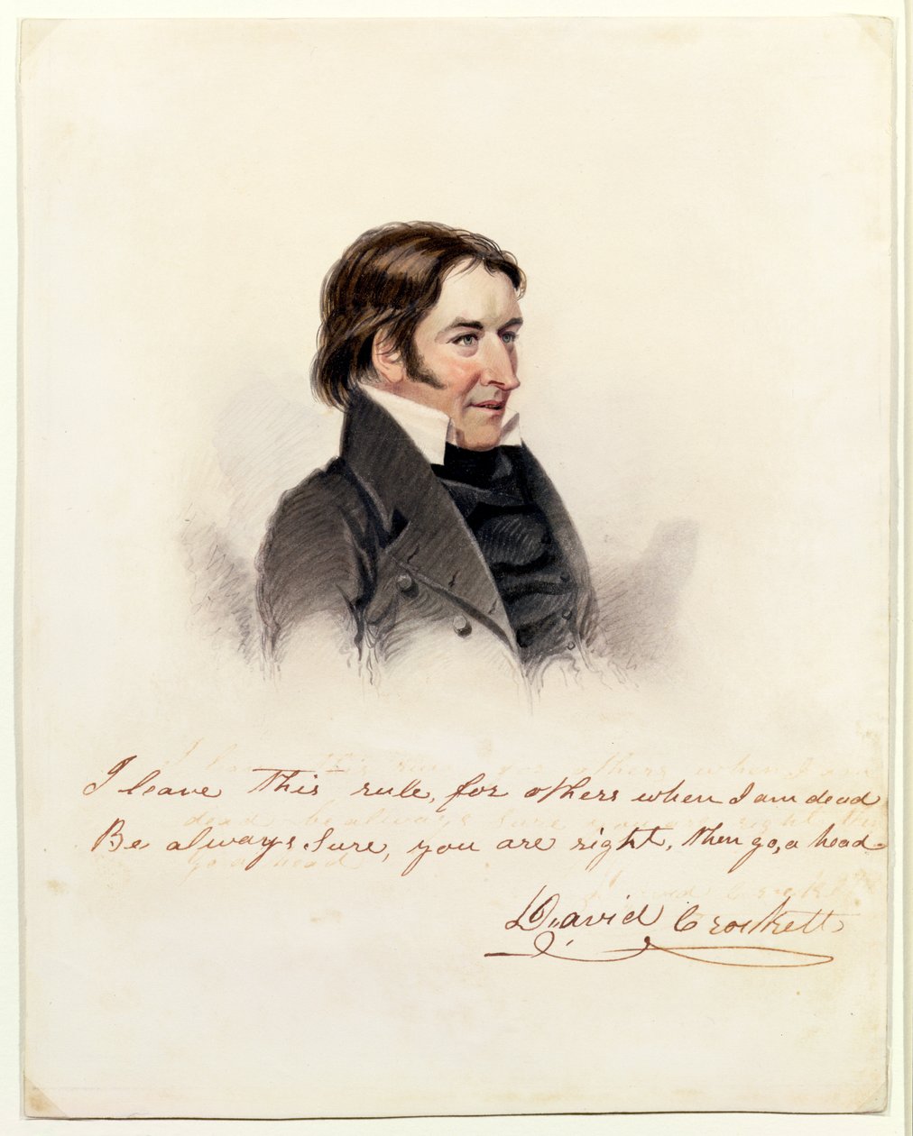 Porträtt av David Crockett, 1834 (wc på papper) av Anthony Lewis De Rose
