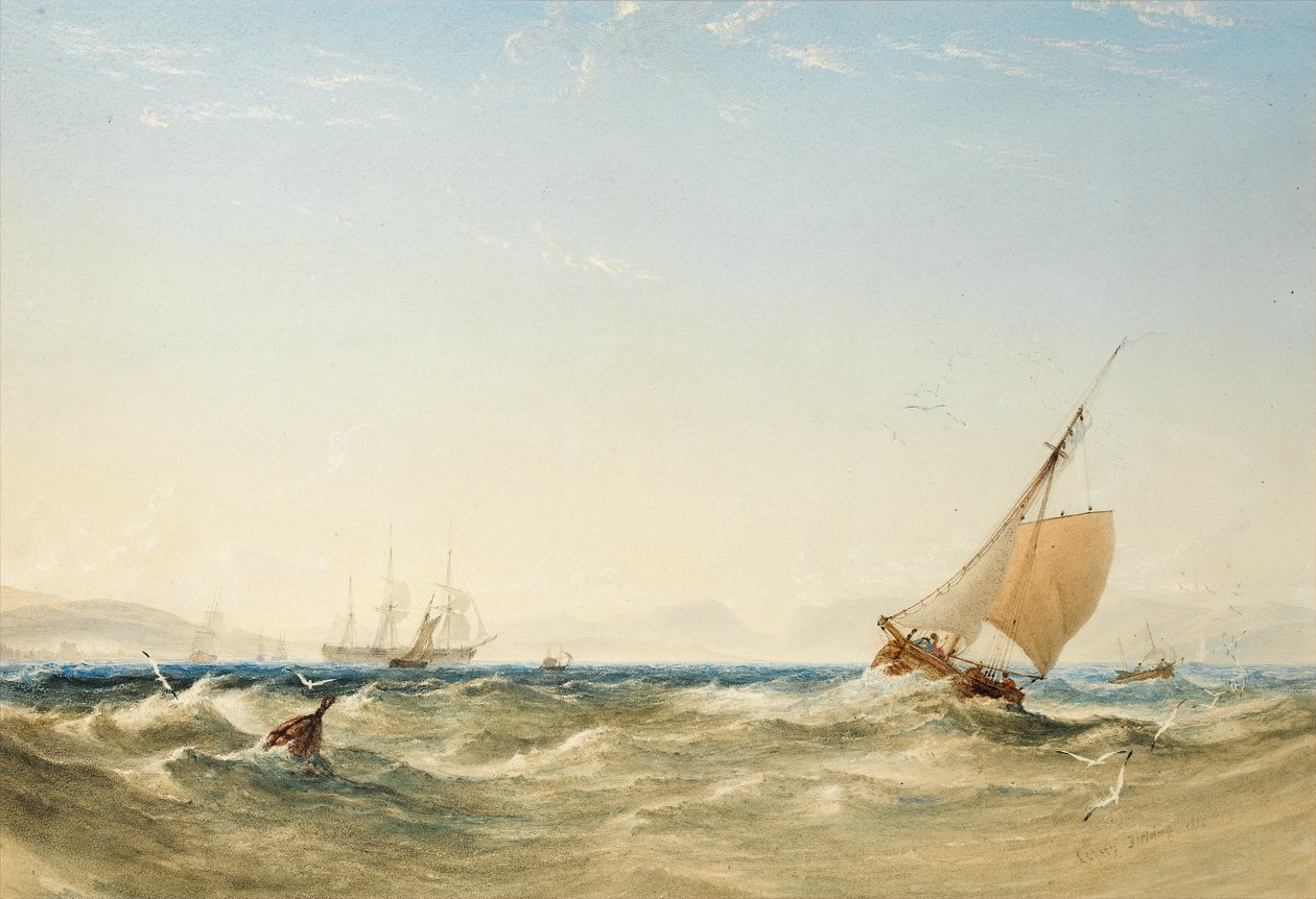 A Fresh Breeze off the Coast of Scotland, 1854 (wc på papper) av Anthony Vandyke Copley Fielding