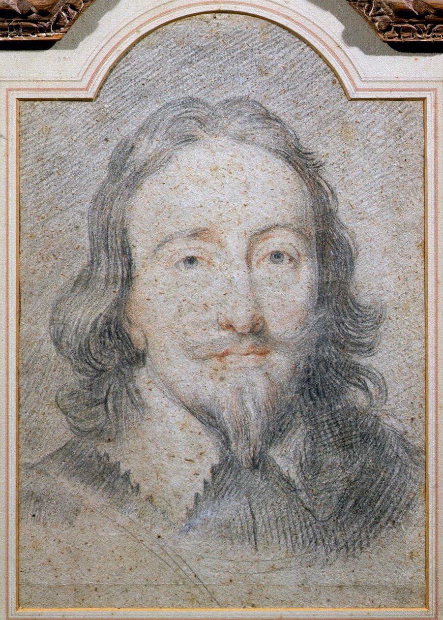 Karl I (1600-49) (kol och krita på papper) av Anthony van Dyck