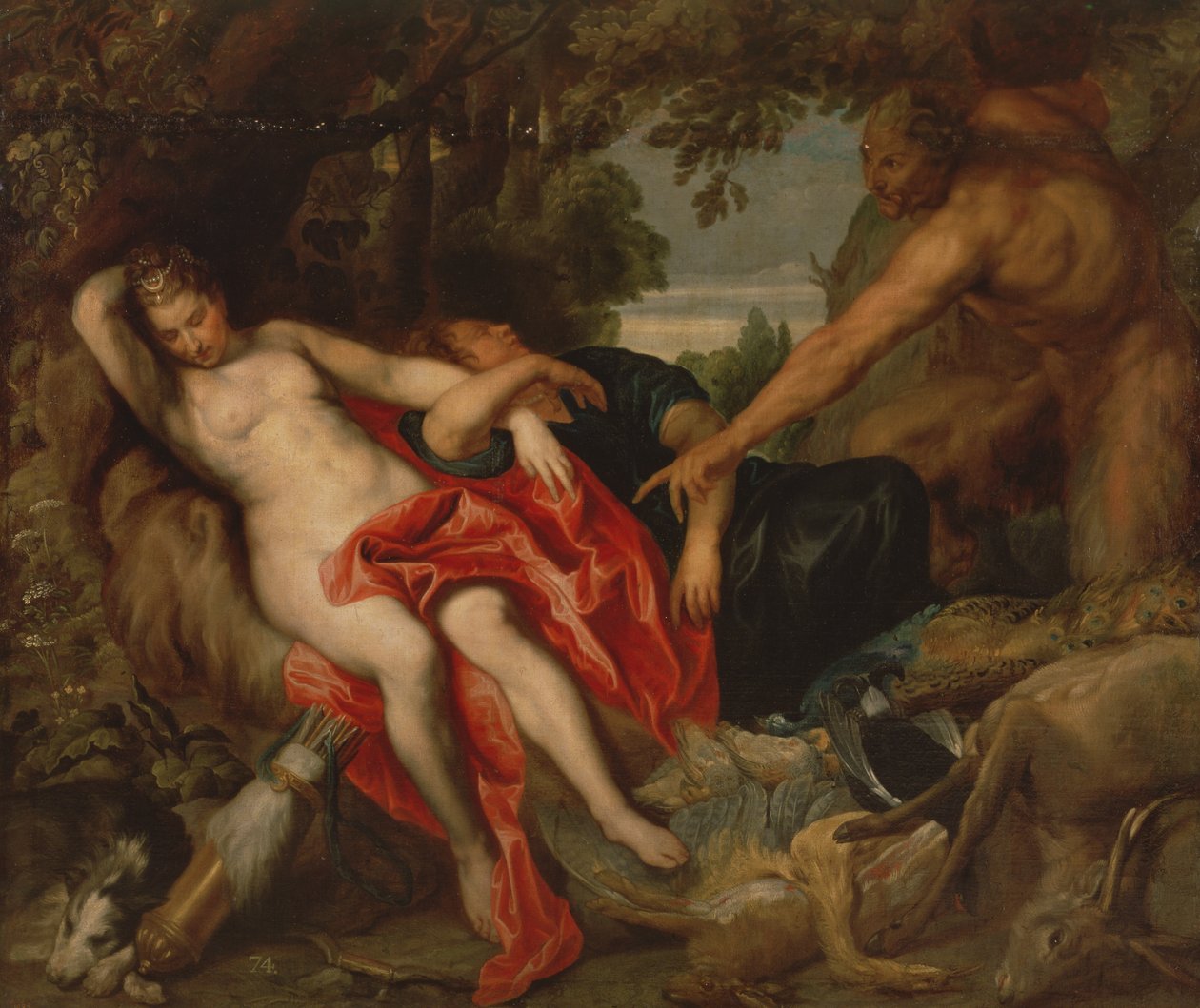 Diana och Endymion upptäcktes av en Satyr, 1622-27 av Anthony van Dyck