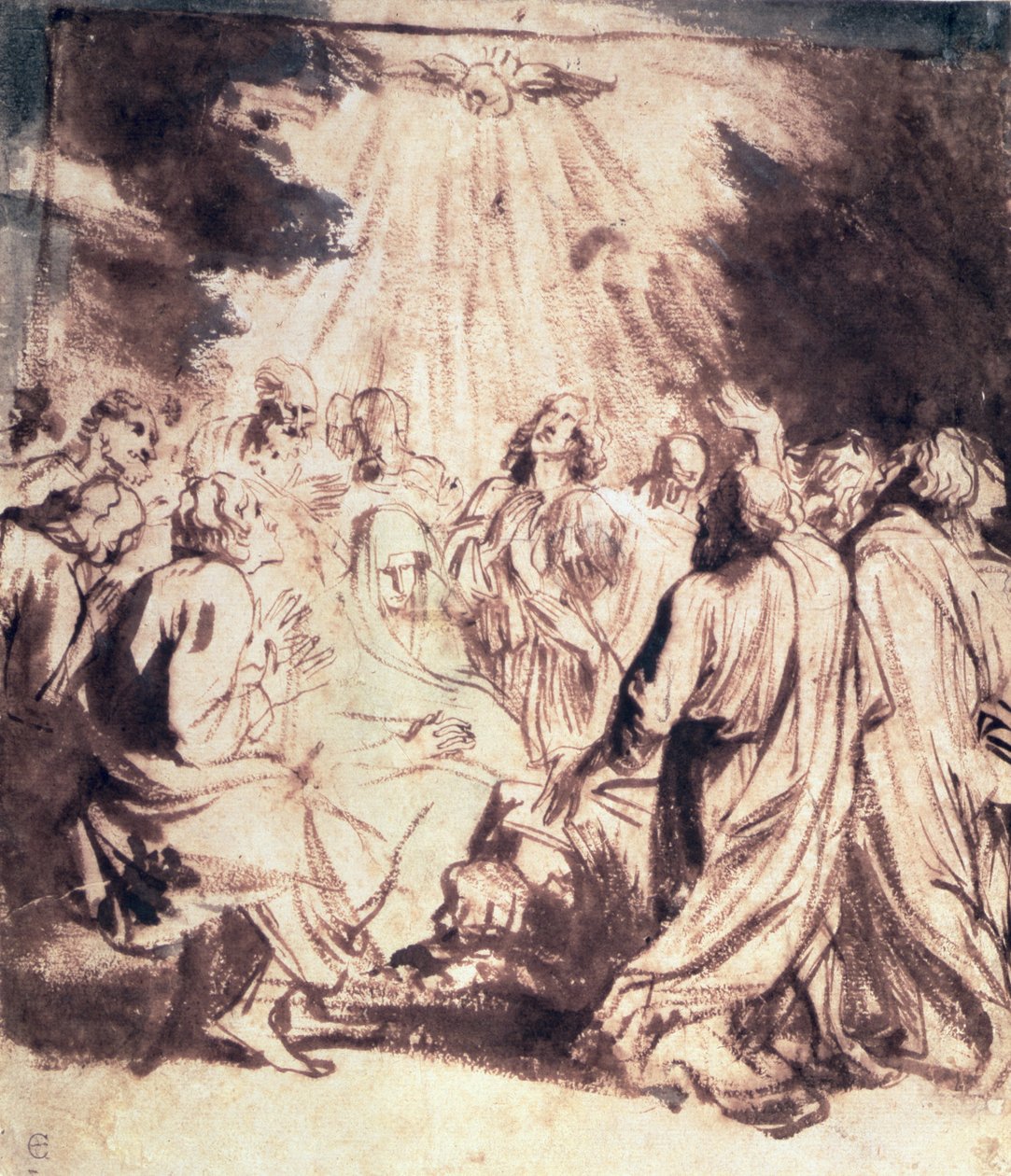 Pingst, 1620-1 (penna och pensel) av Anthony van Dyck