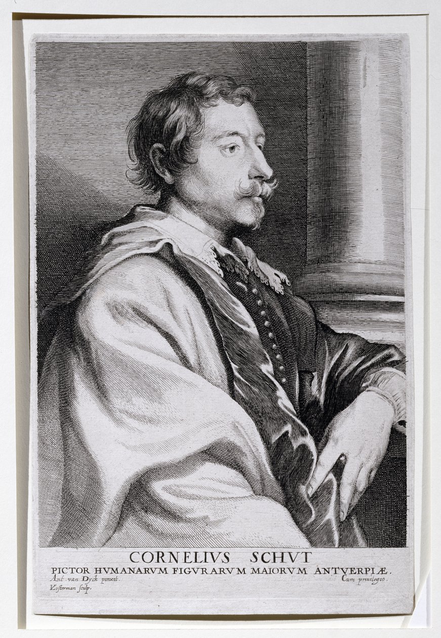 Portræt af Cornelis Schut (1597-1655), en elev af Rubens, indgraveret af Lucas Vorsterman (1624-67) til Van Dycks 
