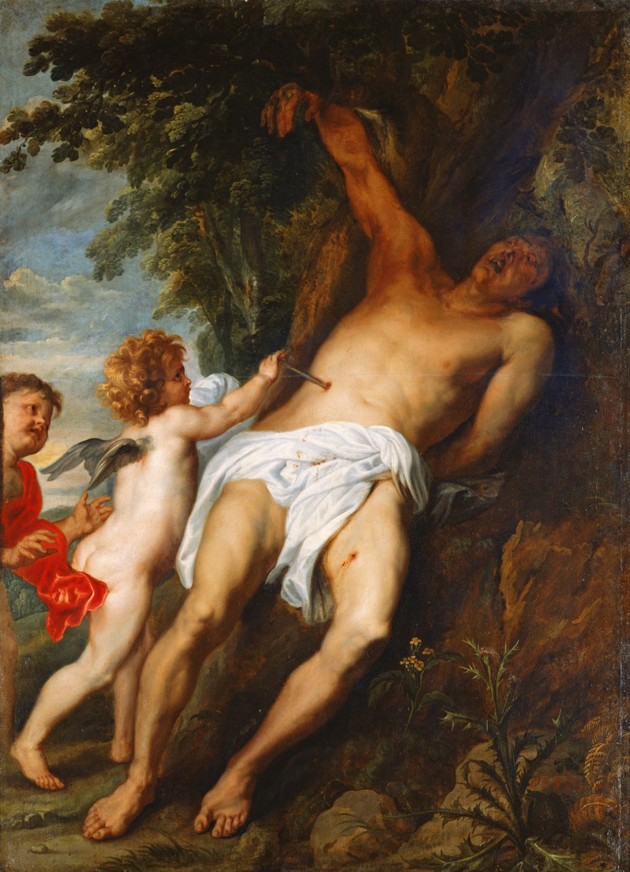 Saint Sebastian räddad av änglar av Anthony van Dyck