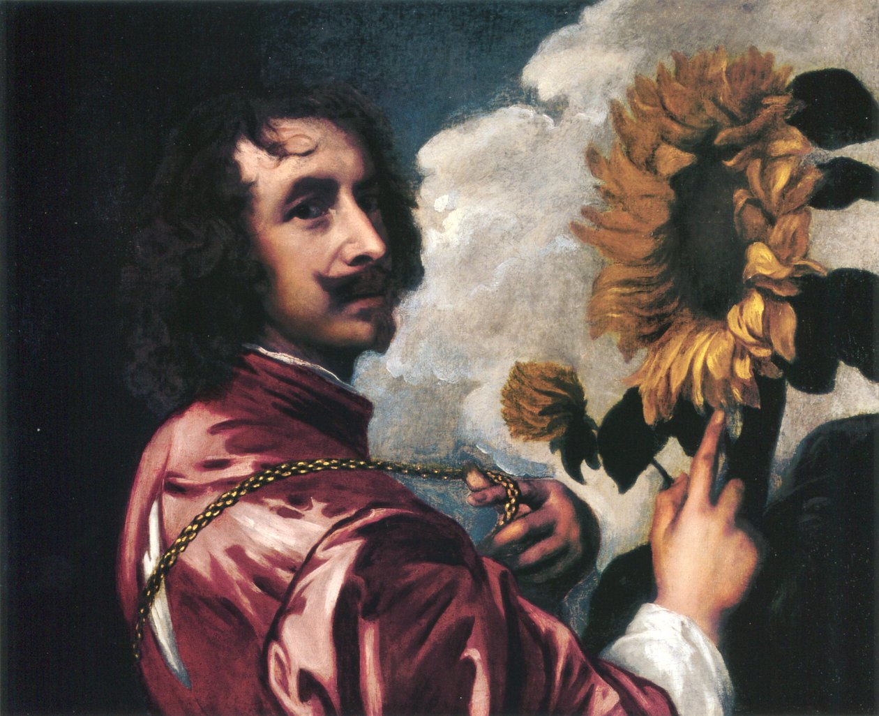 Självporträtt med en solros av Anthony van Dyck