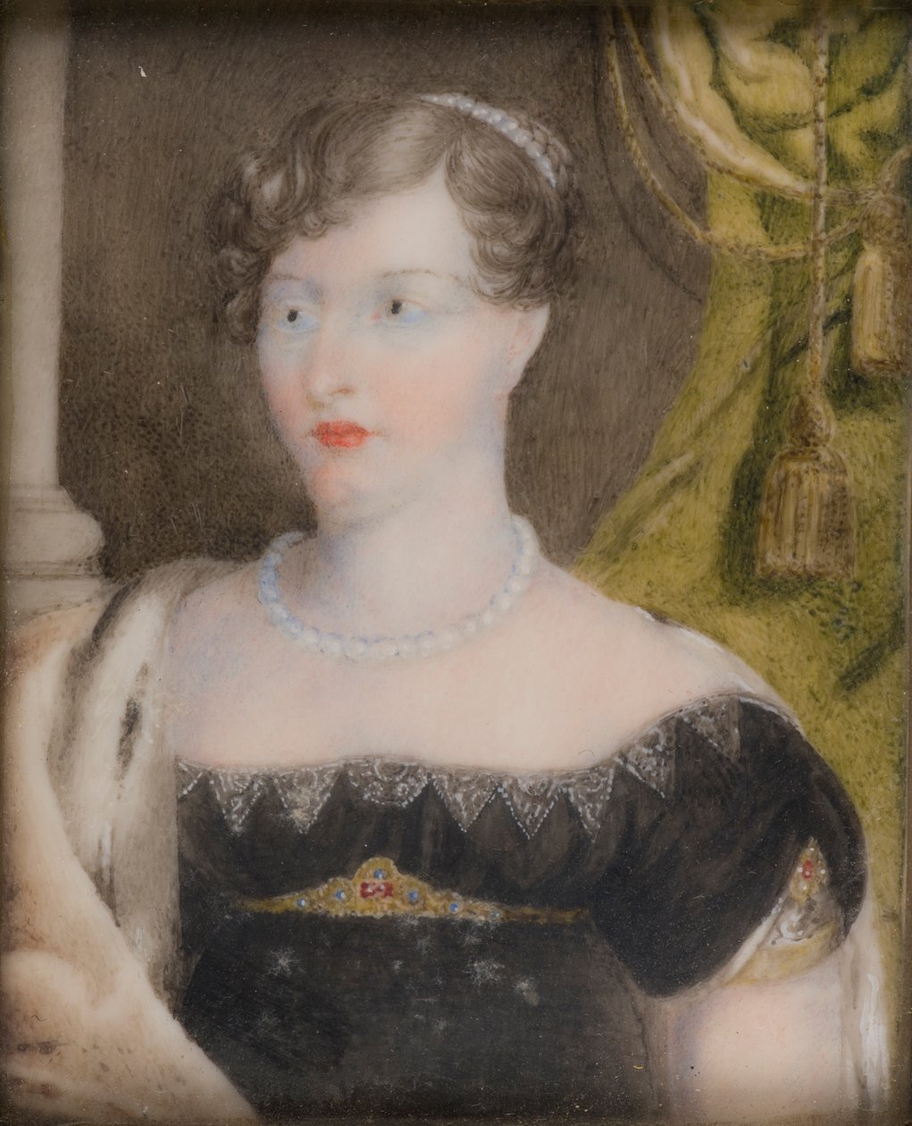 Porträtt av prinsessan Charlotte av Wales (1796-1817), ca 1812-17 (olja på papper) av Anthony (after) Stewart