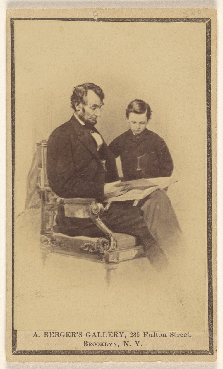 President Lincoln läser Bibeln för sin son Tad av Anthony Berger