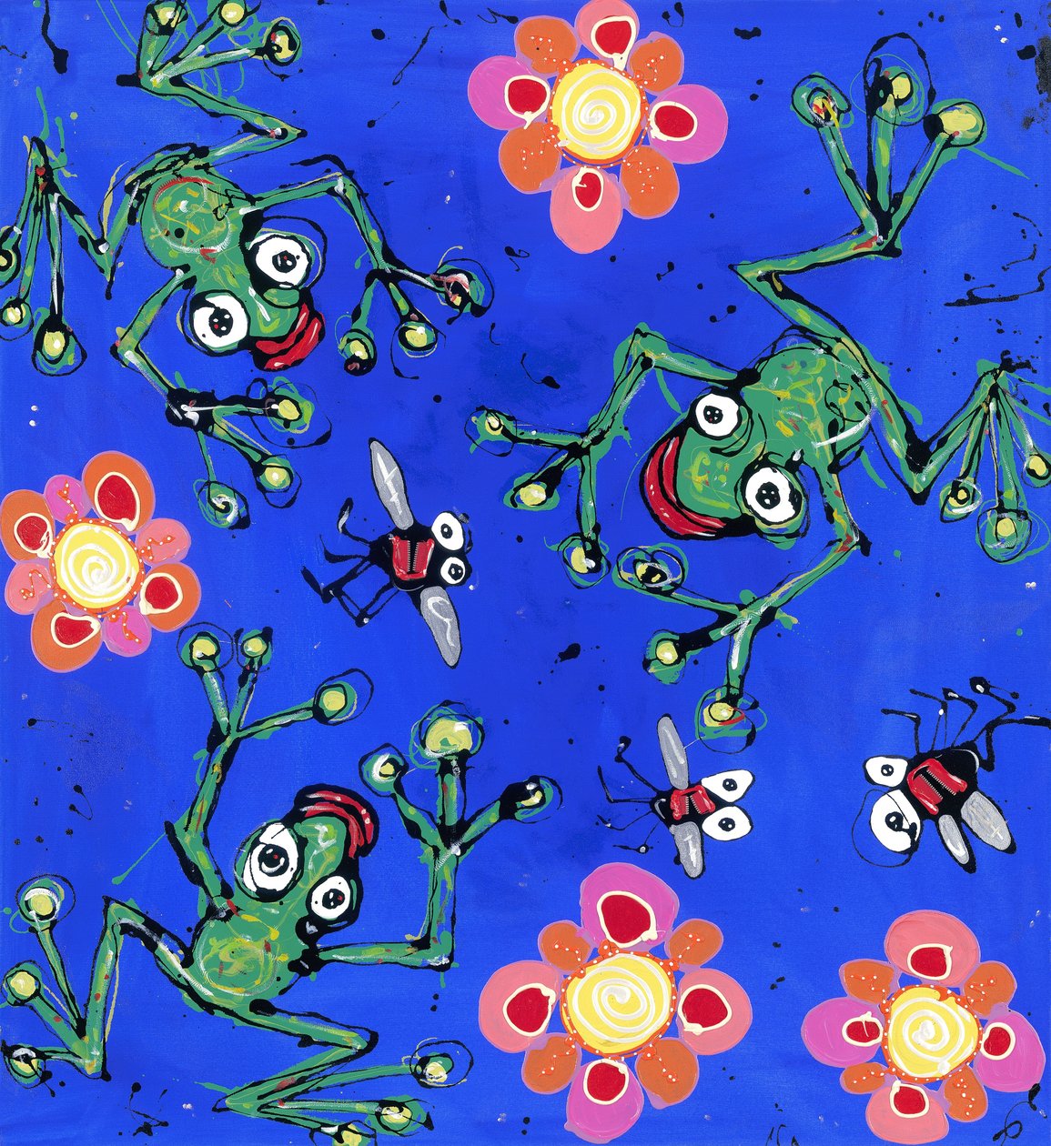 Frog Wallpaper, 2008 (emalj akryldragkedjor på duk) av Anthony Breslin