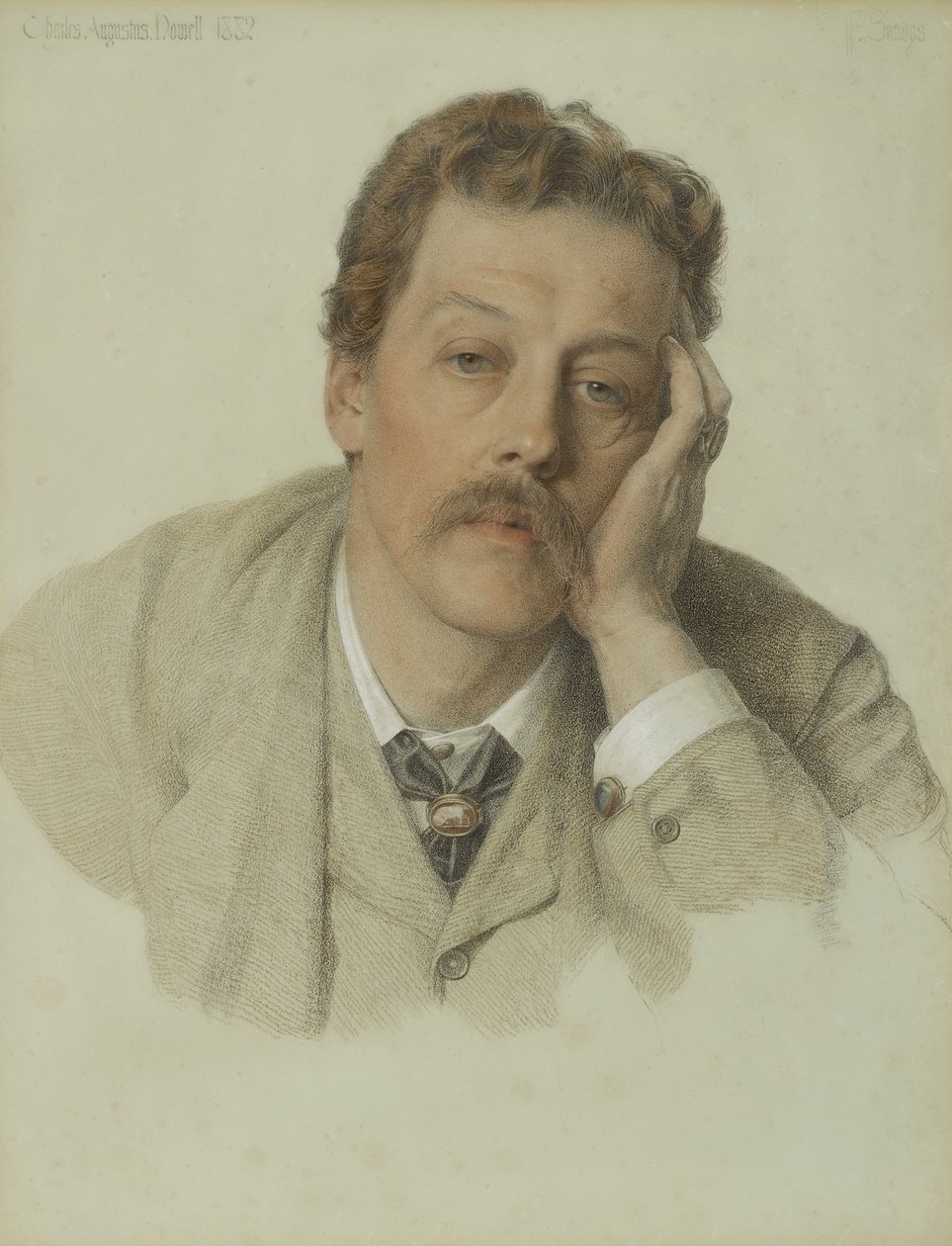 Charles Augustus Howell, 1882 (färgad krita på ljusblått papper) av Anthony Frederick Augustus Sandys
