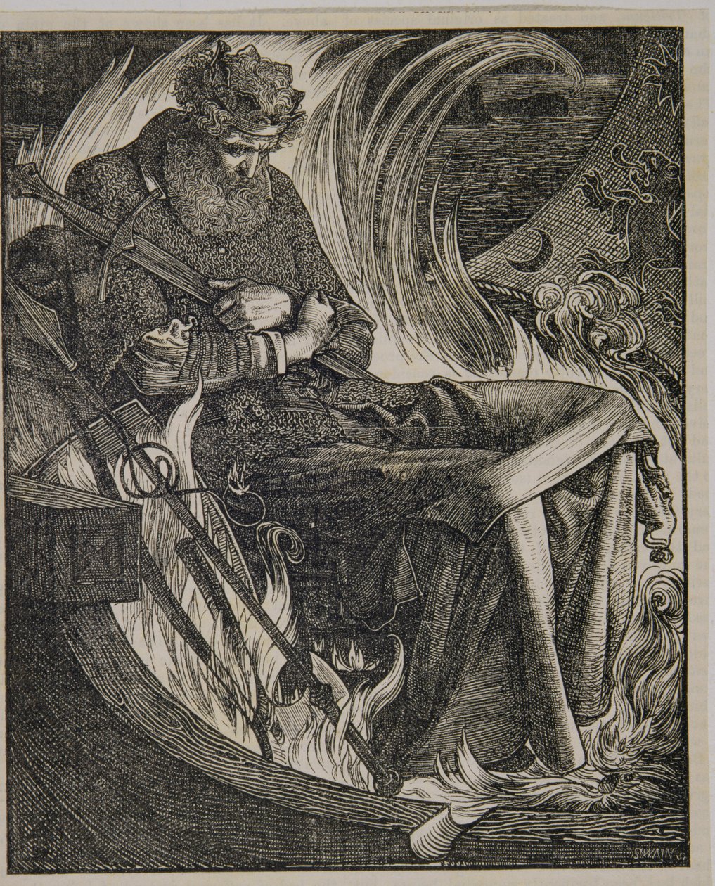 Kung Warwulfs död av Anthony Frederick Augustus Sandys
