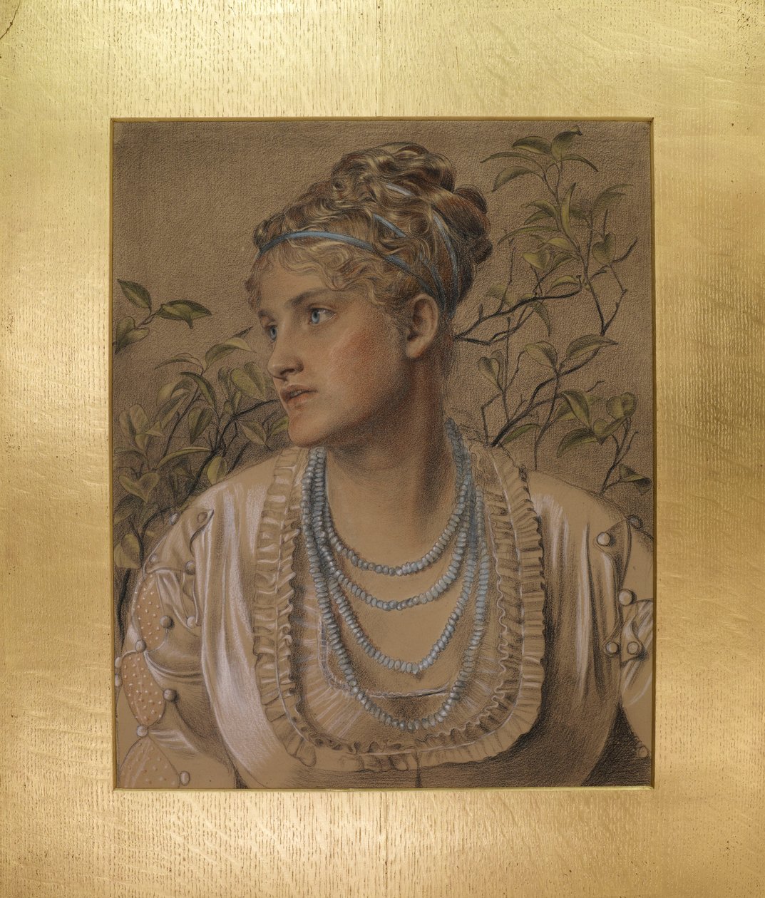 Mary Sandys (1845-1920), ca 1871-73 (färgade kritor på gulfärgat papper) av Anthony Frederick Augustus Sandys